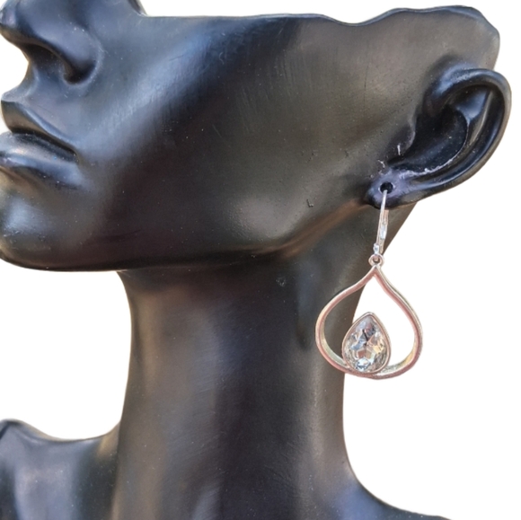 Sparkling Silver-Tone Teardrop Earrings - Picture 2 of 5
